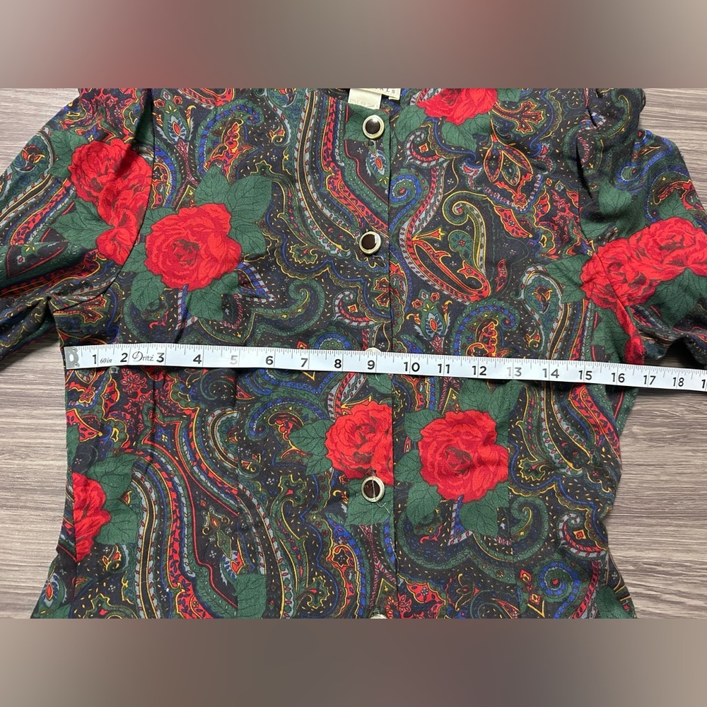 Vintage Worthington Essentials 2 PC Suit Paisely Print with Roses Size 6P - Picture 4 of 12